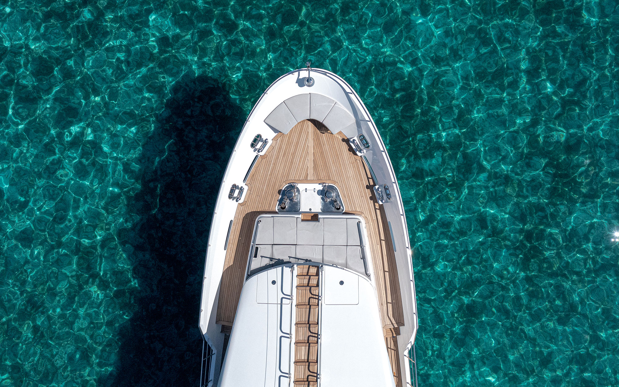 aerial view of super yacht cool breez's foredeck