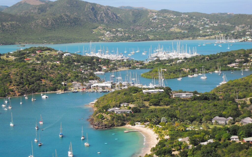 aerial view of Antigua yacht show