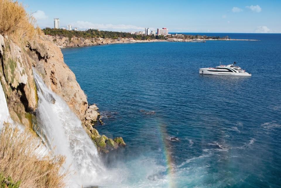 A superyacht on the water