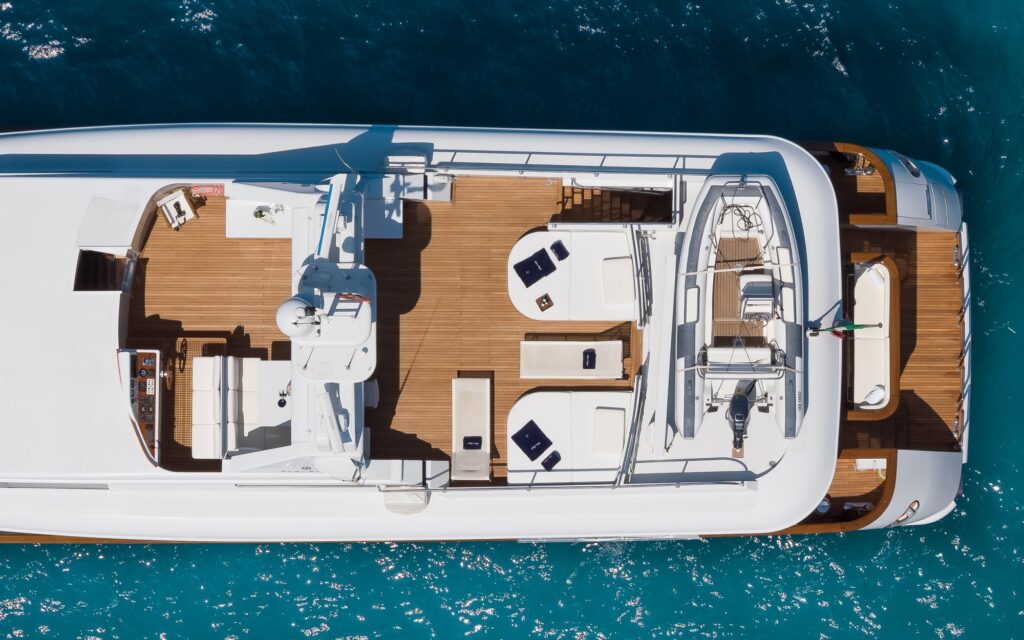 Charter yacht BLUE MAGIC aerial deck view