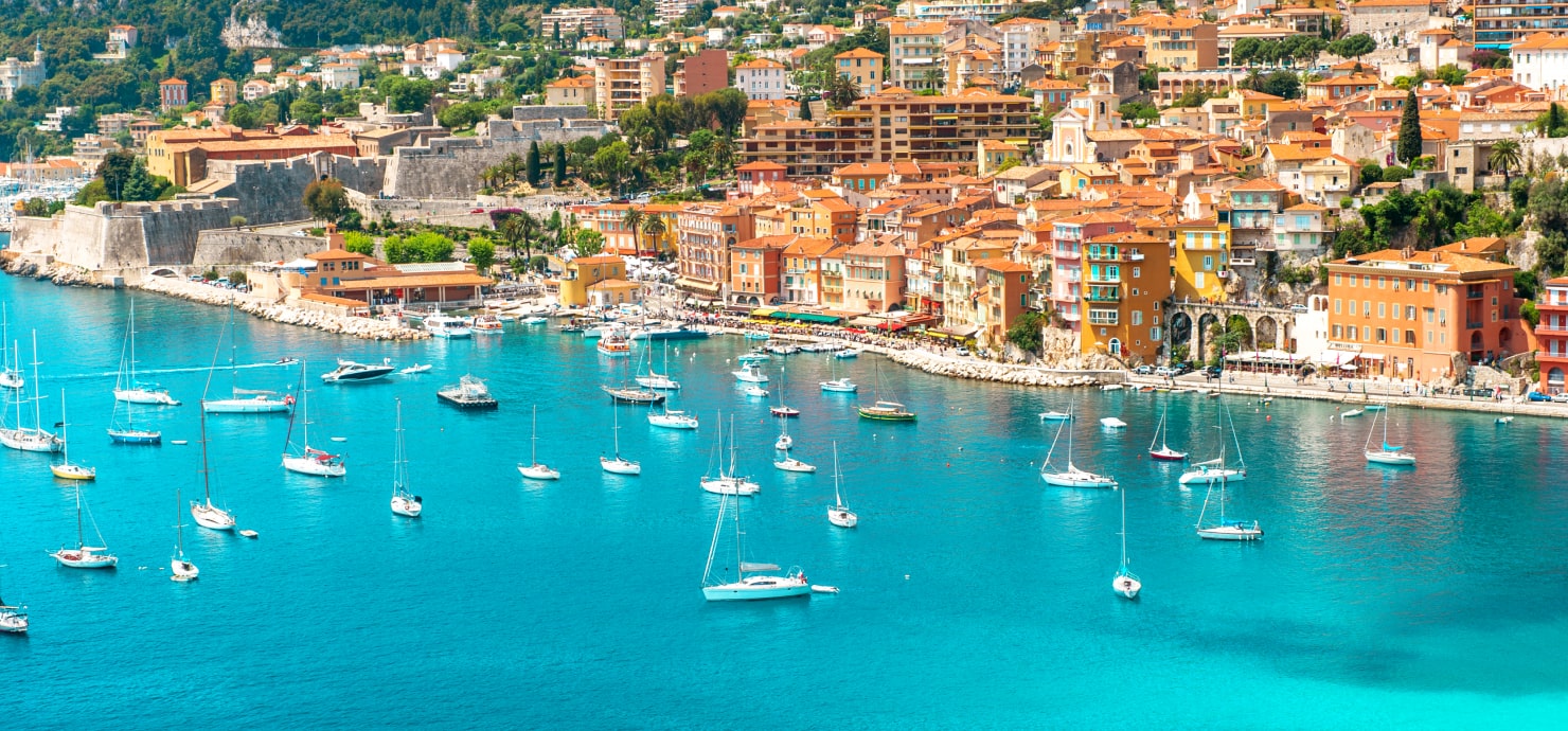 yachts anchored off Villefranche, Frech riviera 