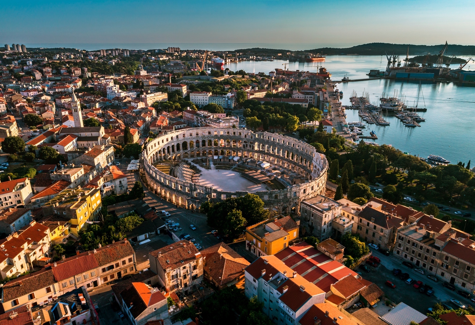 Pula colosseum aerial view