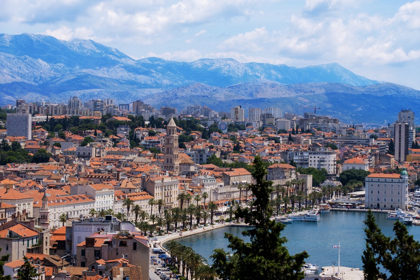 Croatia port city and mountains 