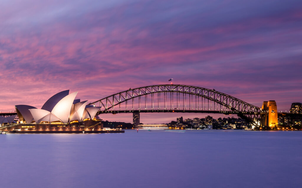 Sydney harbor bridge and Opera House