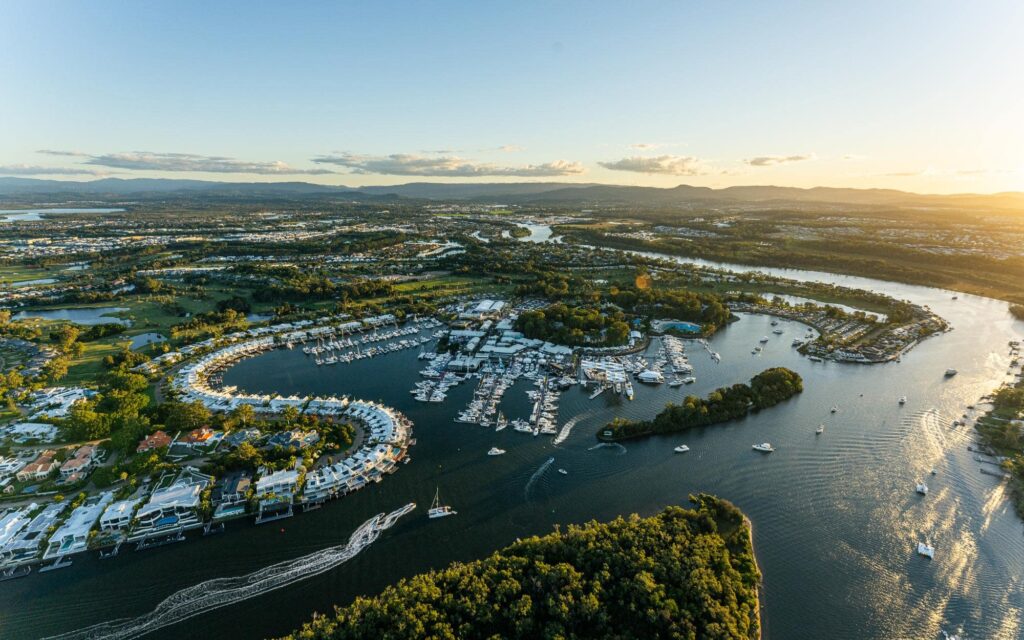 ariel view of sanctuary cove international boat show